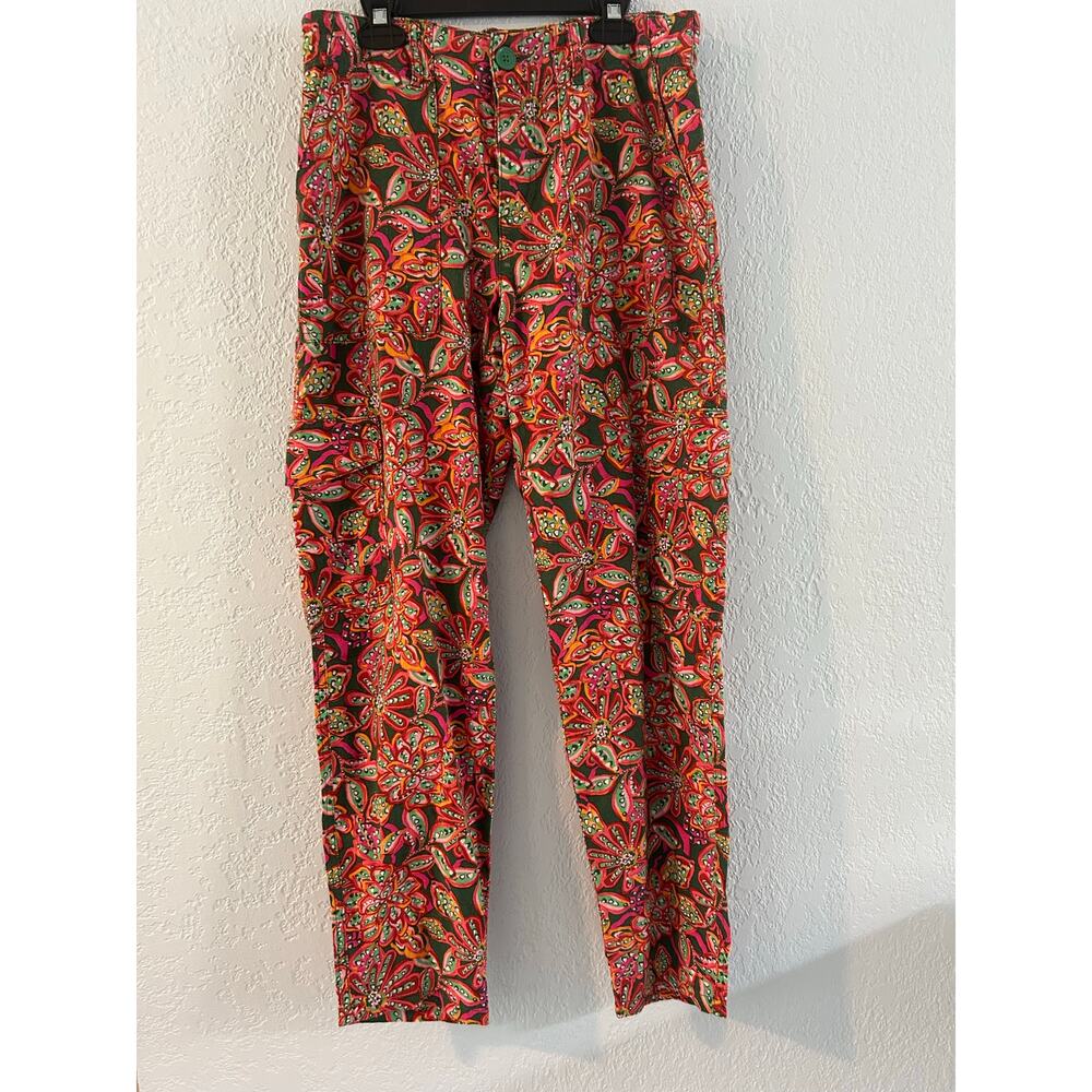 Sanctuary Floral Linen Striaght Leg Pants with Cargo Pockets